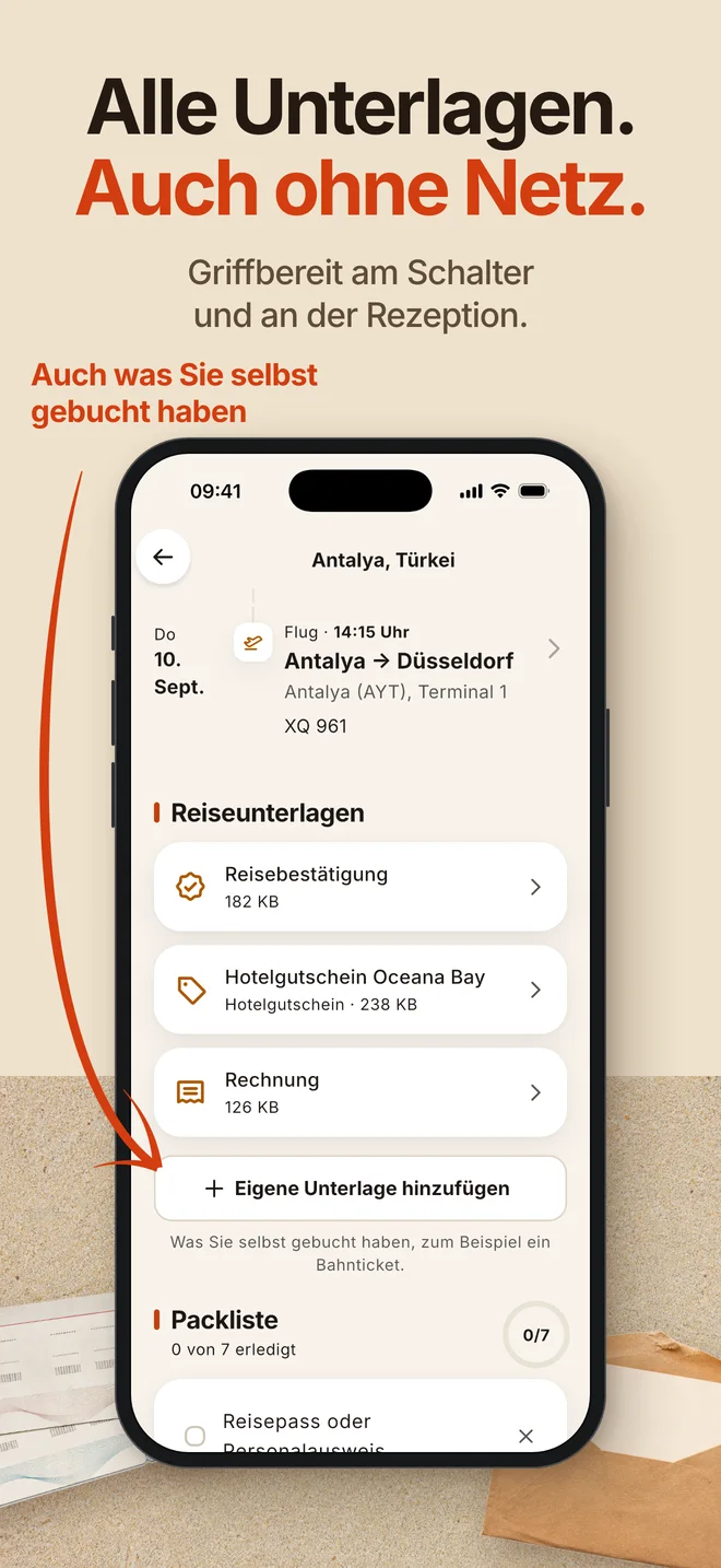 Alle Unterlagen. Auch ohne Netz. Griffbereit am Schalter und an der Rezeption.