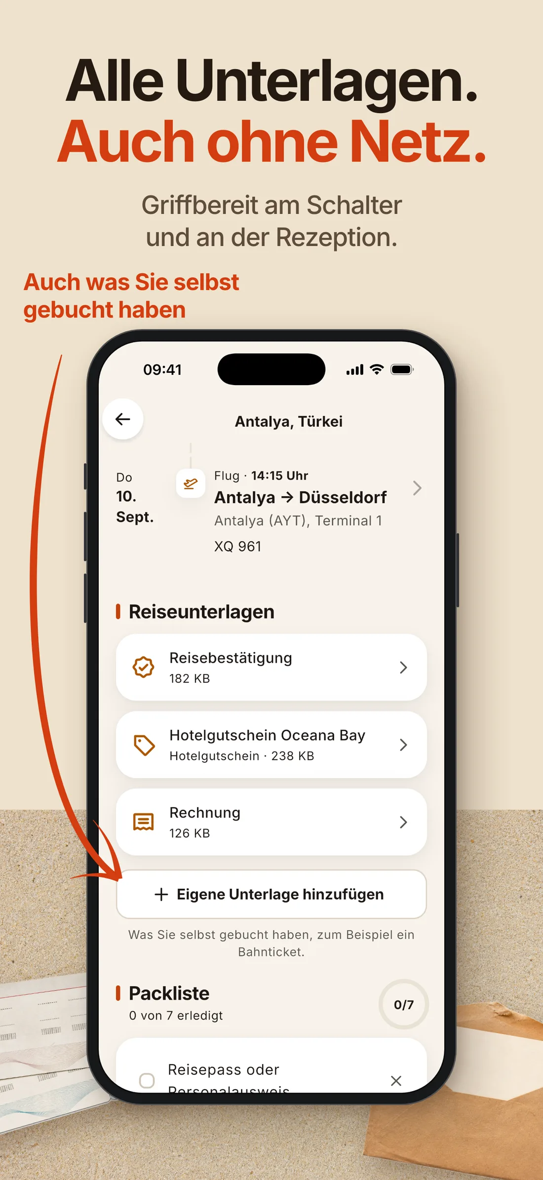Alle Unterlagen. Auch ohne Netz. Griffbereit am Schalter und an der Rezeption.